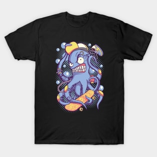 Cute Kwaii Octopus Skateboarding T-Shirt